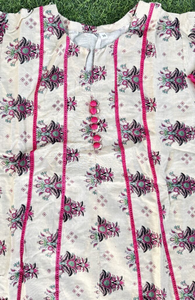 Blossom Bloom Kids Beige & Pink Lawn 2-Piece Set - Image 2