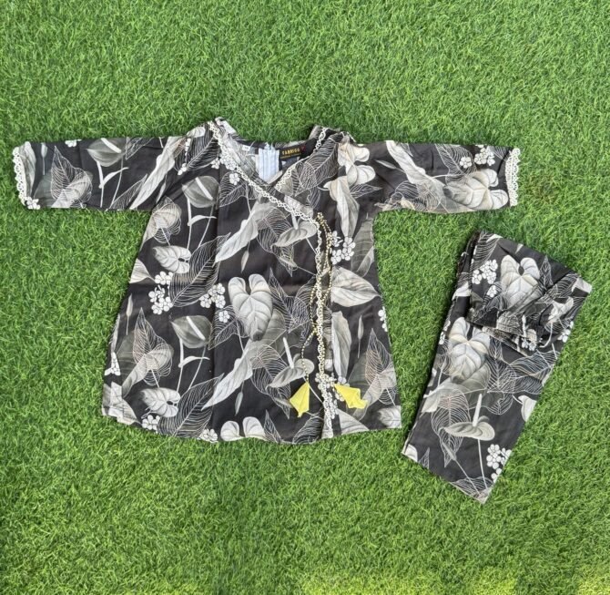 Black and White 2-Piece Lawn Set for baby Girl