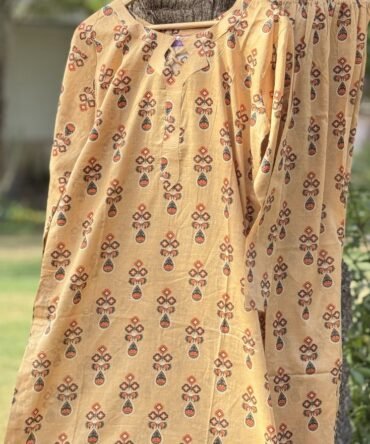 Women's Mustard Floral Lawn Co Ord Set - Summer Ethnic Wear