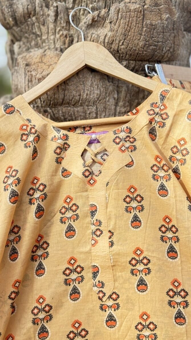 Women's Mustard Floral Lawn Co Ord Set - Summer Ethnic Wear - Image 3